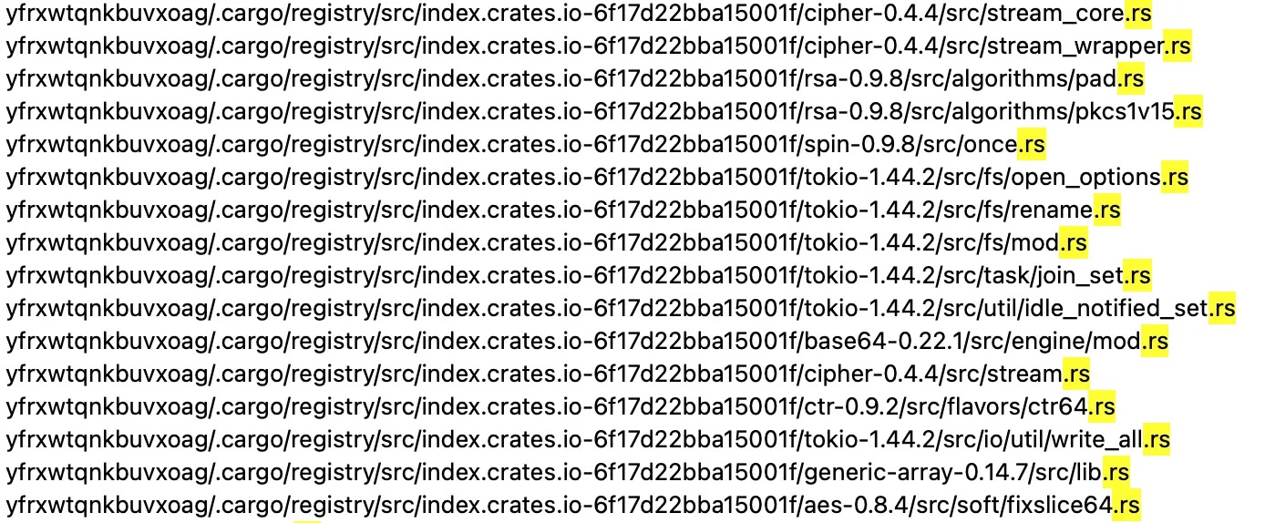 Ορατές συμβολοσειρές που σχετίζονται με το Rust στο δείγμα ransomware 01flip (Πηγή - Δίκτυα Palo Alto)